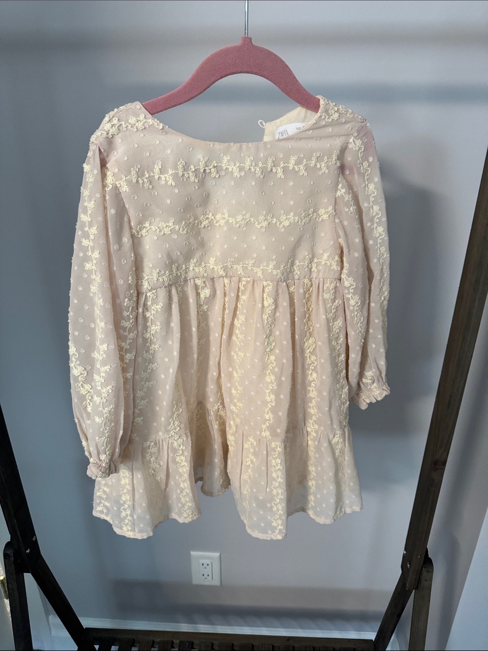 Zara Cream Lace Embroidered Girls Dress
